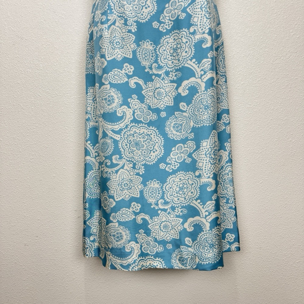 Vtg Ann Taylor Dress Womens 4 Blue Floral Silk Preppy Classic Feminine Church - Picture 3 of 16